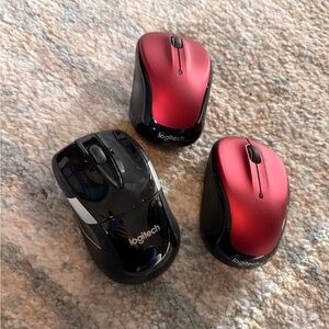 Logitech Red and Black Wireless Mice Set